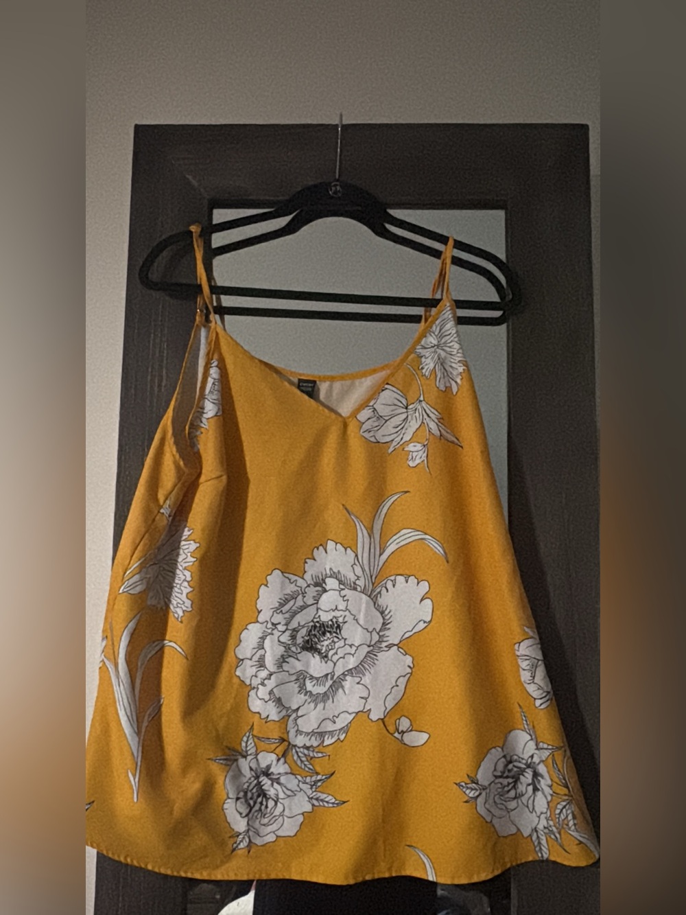 Mustard Floral Slip Camisole with White Bloom Print